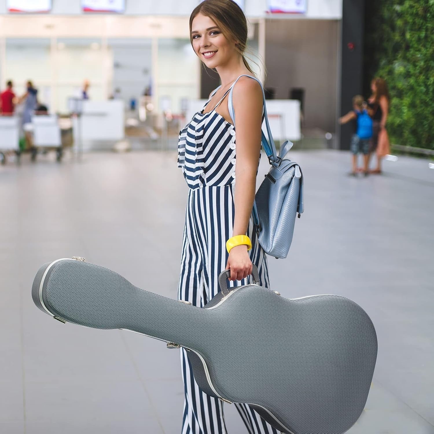 41in ABS Waterproof Acoustic Guitar Hard Case 0.6in Padding Navy CY0247 Classics