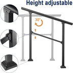 Outdoor Stair Handrail 0-3 Step Aluminium Railing Wall Mount Black