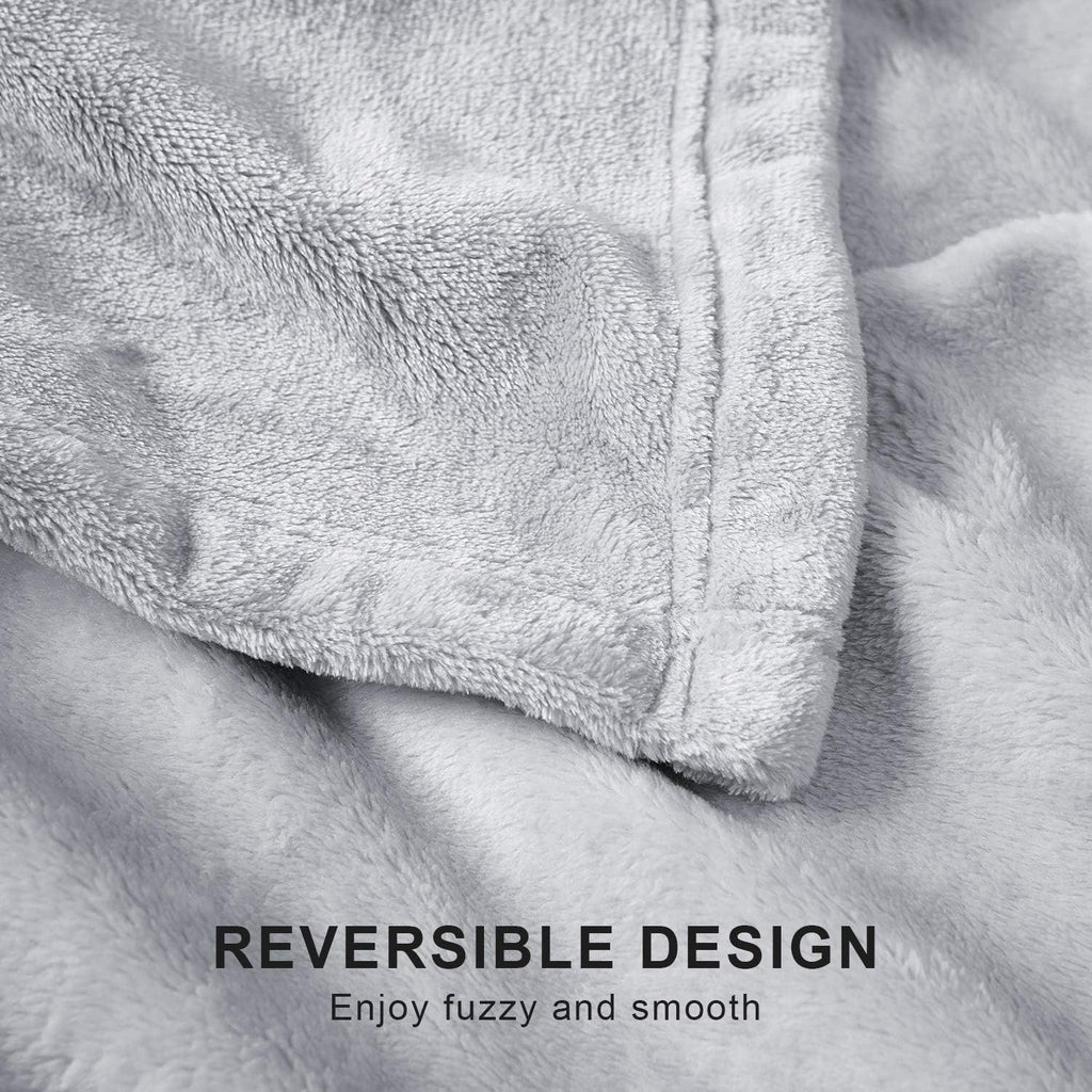 Large Fleece Throw Blanket 220x240cm Soft Fluffy Sofa Bed Silver Grey