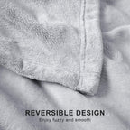 Large Fleece Throw Blanket 220x240cm Soft Fluffy Sofa Bed Silver Grey