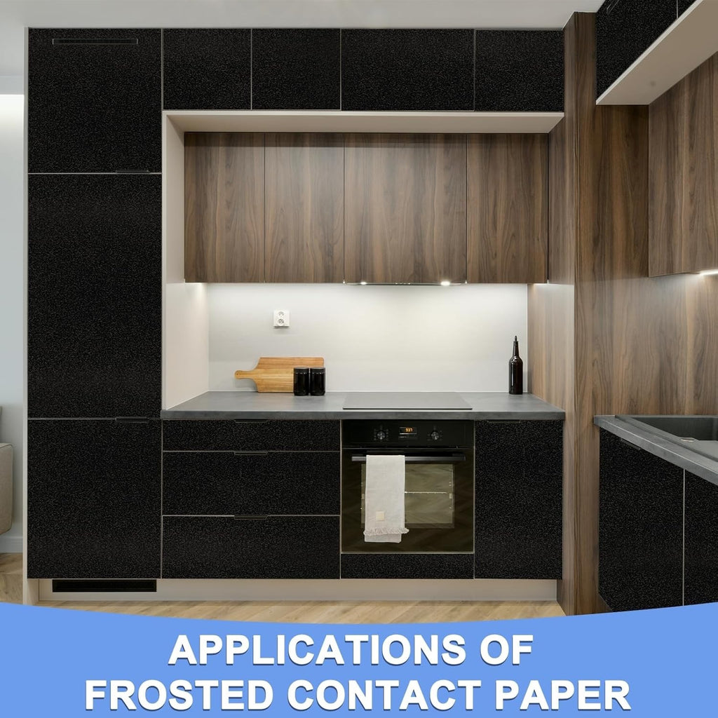 Black Frosted Contact Paper Self Adhesive Peel Stick Vinyl 119x100cm