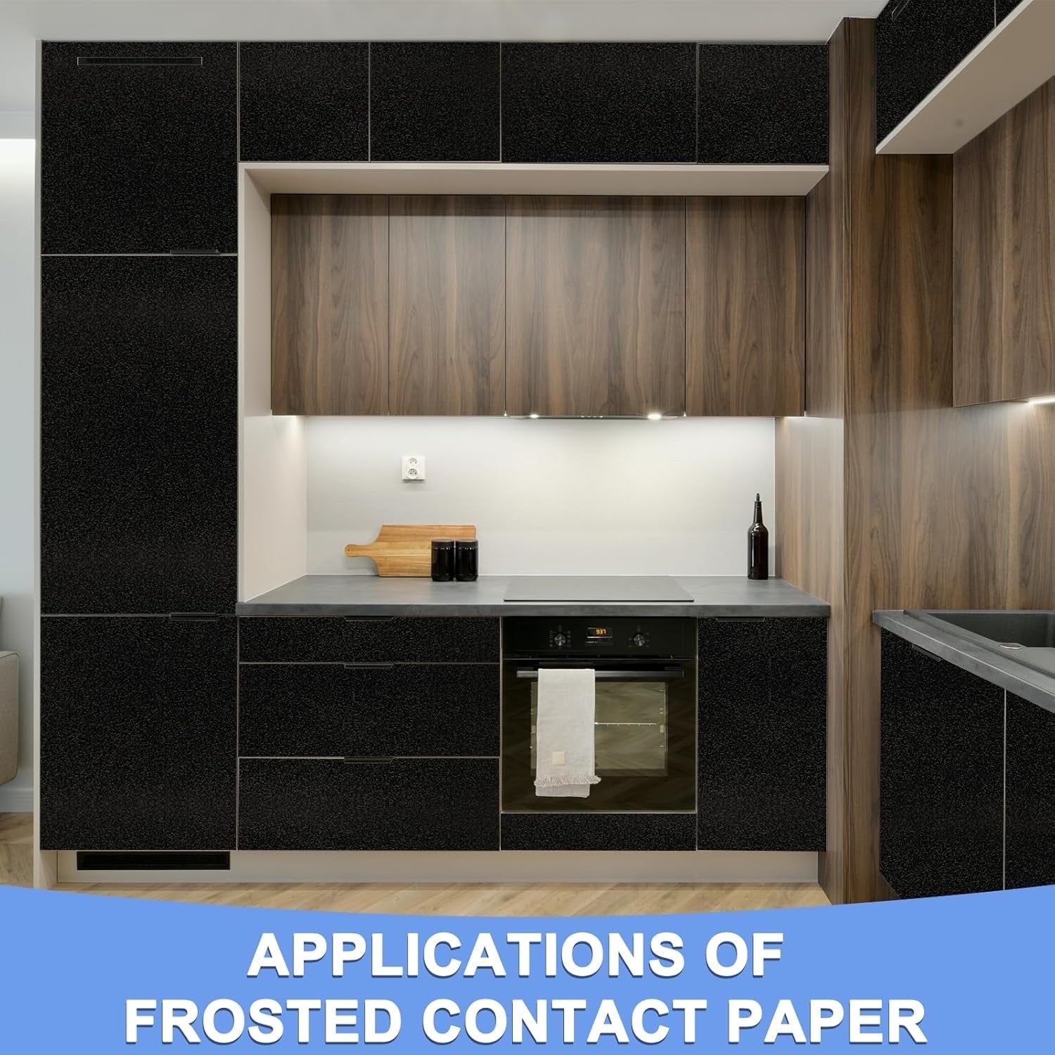 Black Frosted Contact Paper Self Adhesive Peel Stick Vinyl 119x100cm