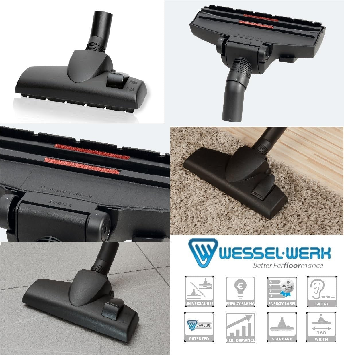 Akitas 800W Bagless Cylinder Vacuum Cleaner with Wessel Werk Head for Floors