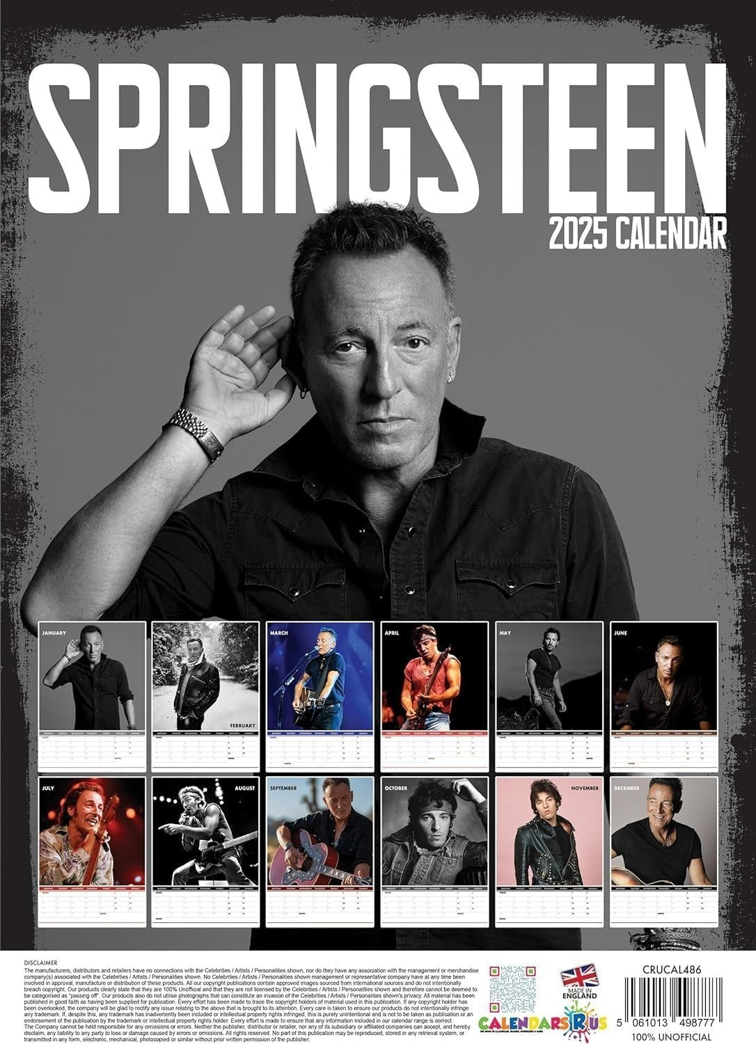 Bruce The Boss Calendar 2025 Springsteen A3