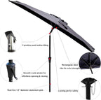 2.75m Half Round Wall Parasol Garden Patio Umbrella Crank Tilt UV Black