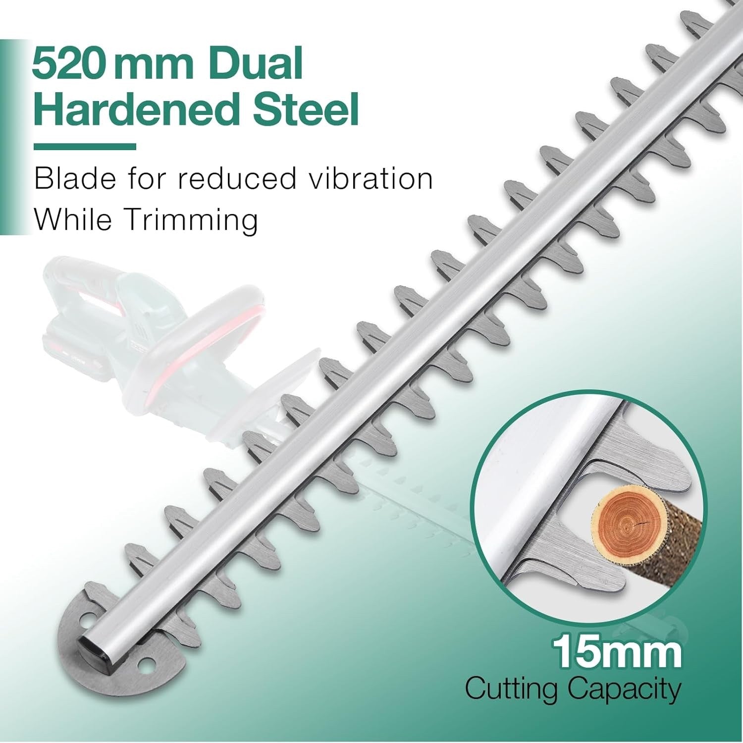 20V Cordless Hedge Trimmer 520mm Blade with 2.0Ah Battery Charger