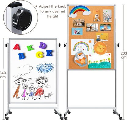 Magnetic Whiteboard Stand 120x60 cm Mobile Dry Erase Board Portable Classroom