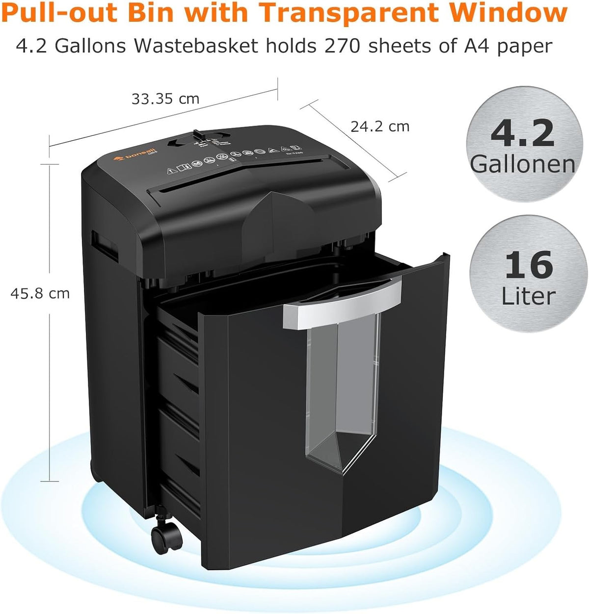 Bonsaii Paper Shredder Micro Cut 12 Sheet 16L 60 Min Heavy Duty P-4 Security