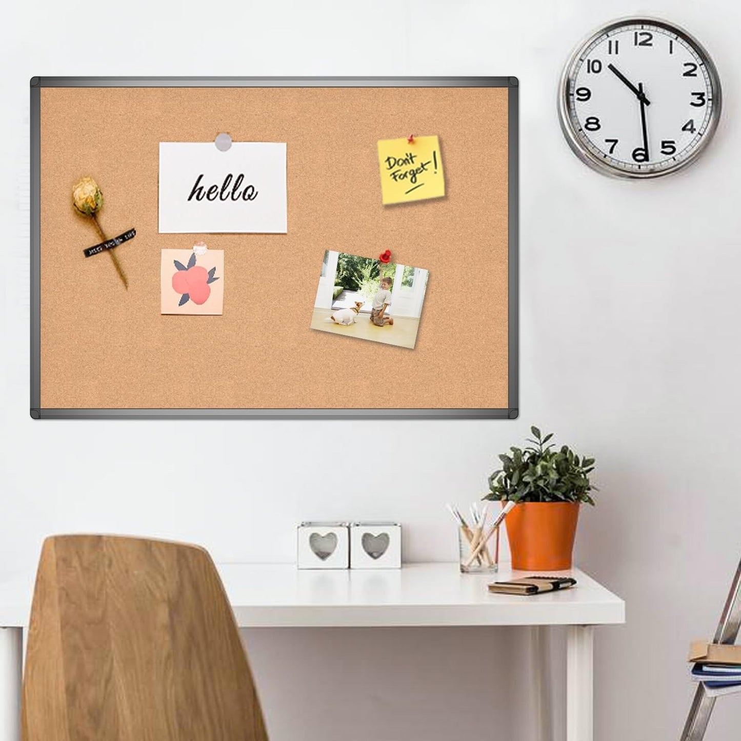 Cork Notice Board 120x90cm Black Aluminium Frame Wall Mounted Pin Bulletin Board