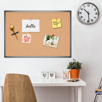 Cork Notice Board 120x90cm Black Aluminium Frame Wall Mounted Pin Bulletin Board