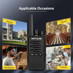 Retevis RT668 Walkie Talkies Rechargeable 10 Way Charger VOX – Black 10 Pcs