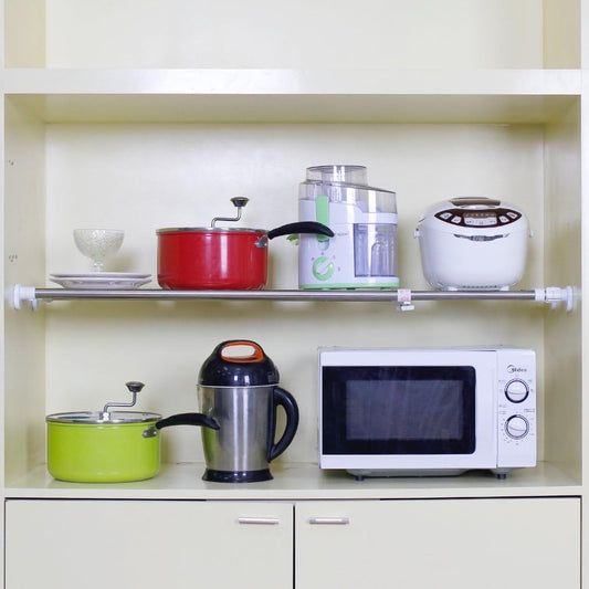 Adjustable Wardrobe Tension Shelf Rail Telescopic Closet Storage Rack 59-101cm