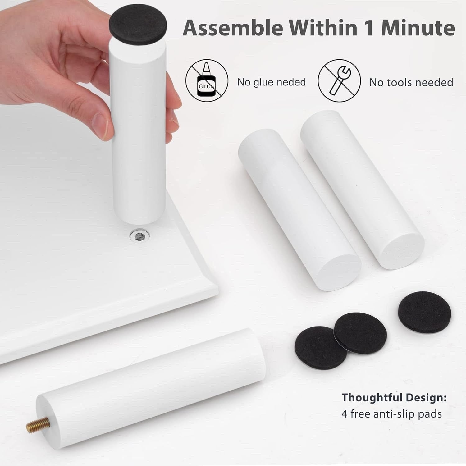 Dual Monitor Stand Riser Bamboo Desk Shelf White Heavy Duty 130lb Storage