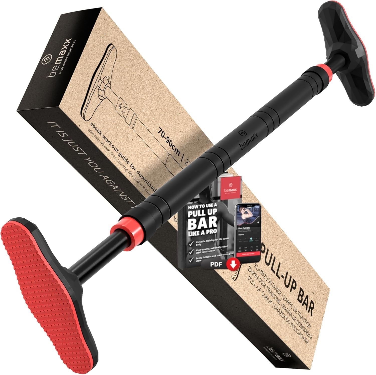 Pull Up Bar Door Frame No Screws Exercise E-Book Chin Up Padded Handles