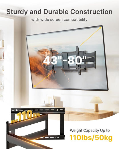 TV Wall Bracket Full Motion 43-80 Inch 1065mm Arm Swivel Tilt 50kg VESA 600x400