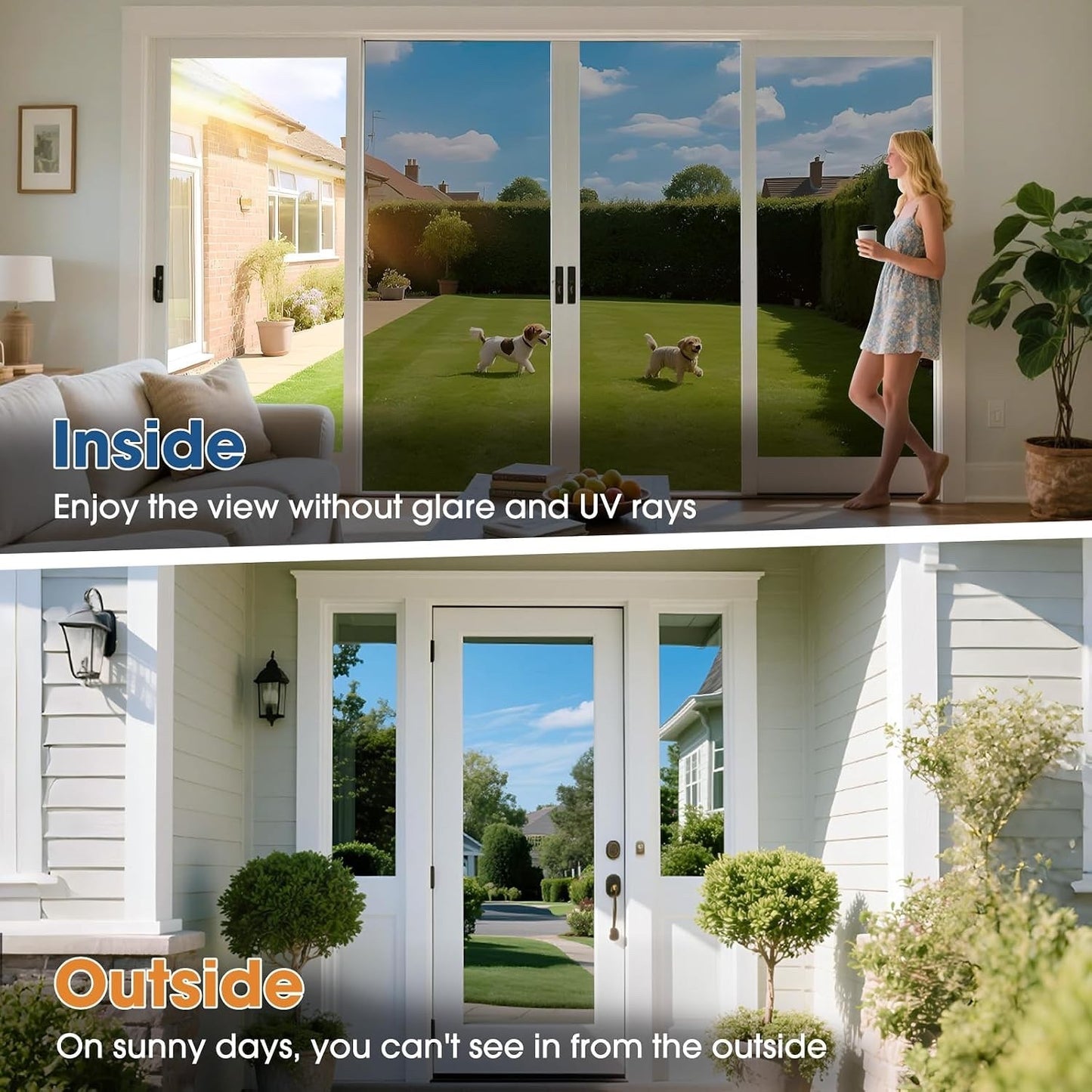Window Film Privacy One Way Reflective Mirror Silver 90x300cm Static Cling UV