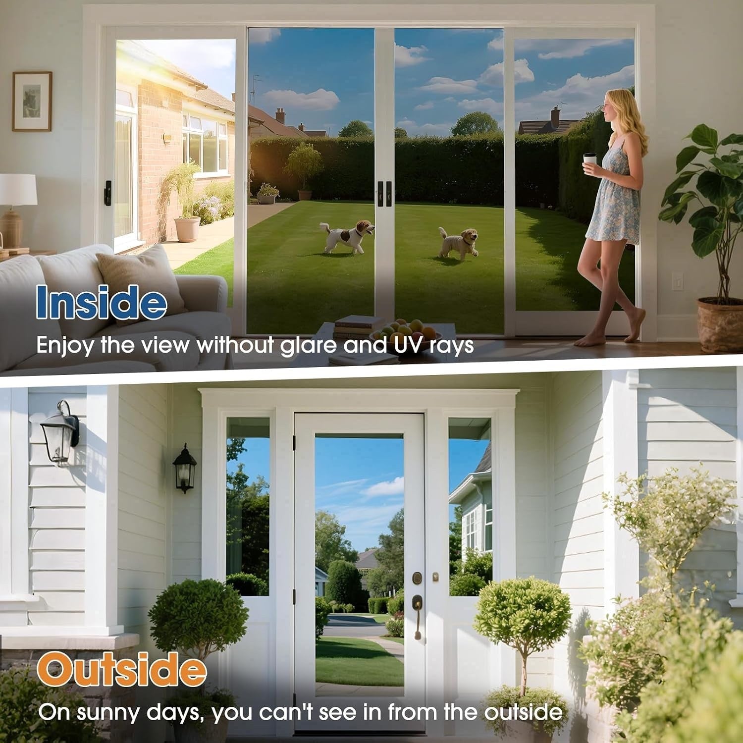 Window Film Privacy One Way Reflective Mirror Silver 90x300cm Static Cling UV
