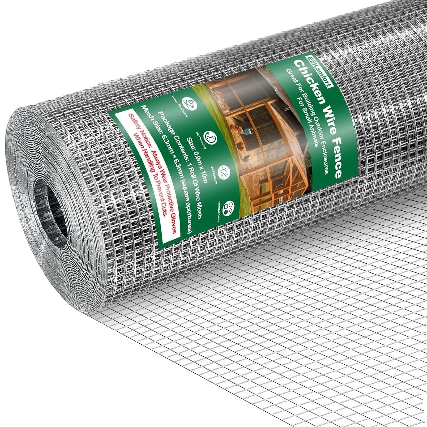 Chicken Wire Mesh Roll 10m 90cm 0.6mm Galvanized Welded Garden Fence Netting