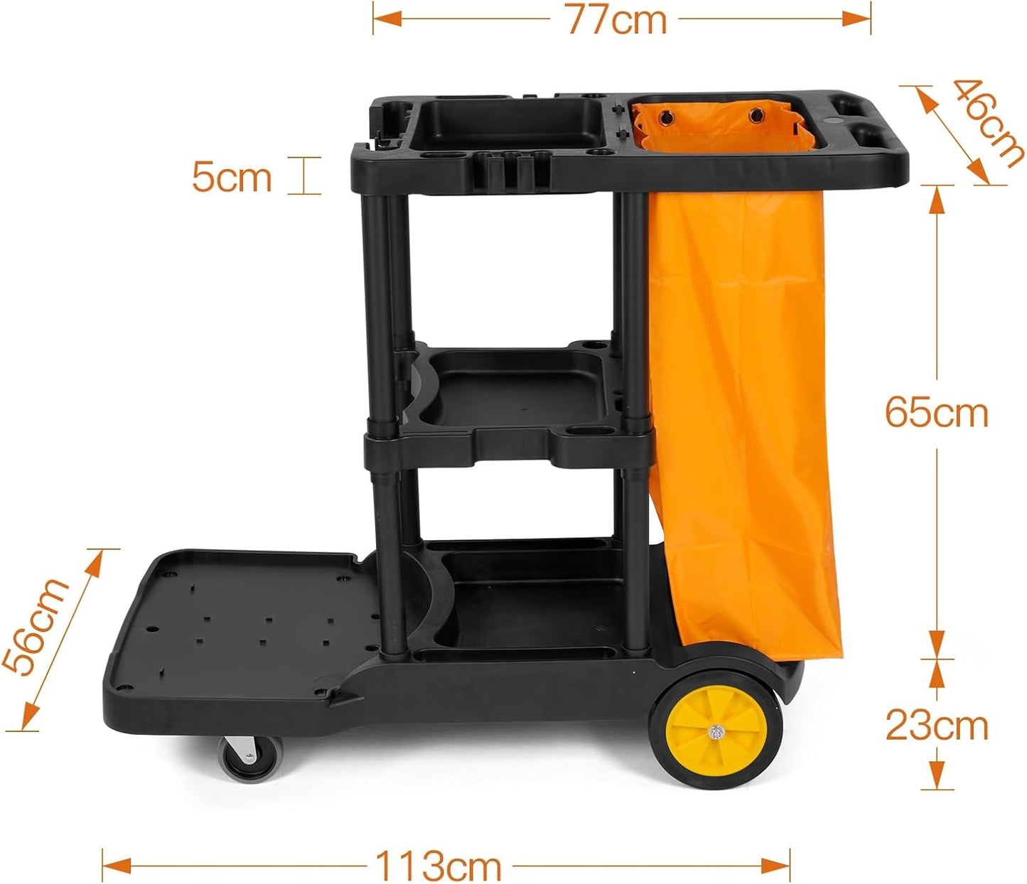 Large Janitorial Cleaning Cart Trolley Housekeeping Utility w/ Swivel Wheels