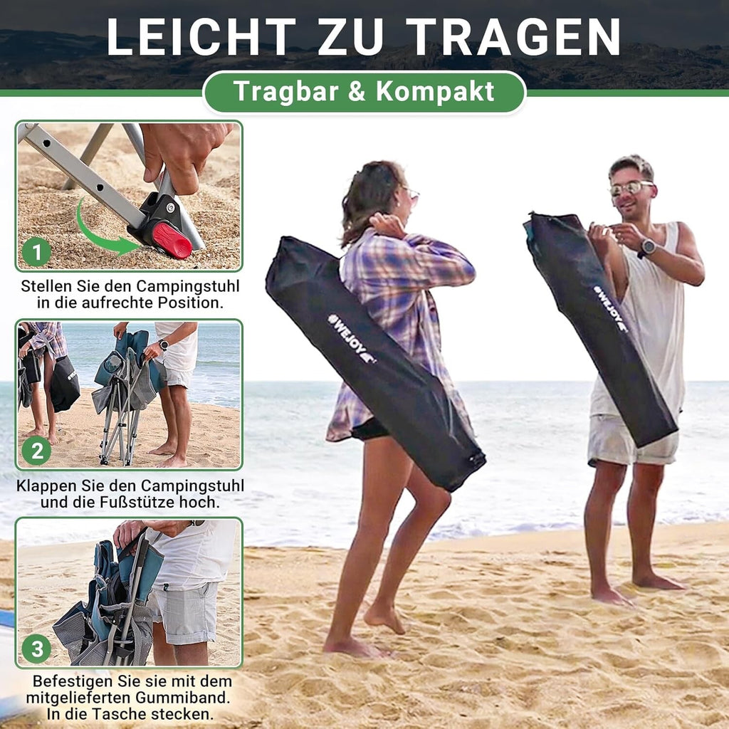 Folding Camping Chairs Reclining Adjustable with Detachable Footrest Outdoor