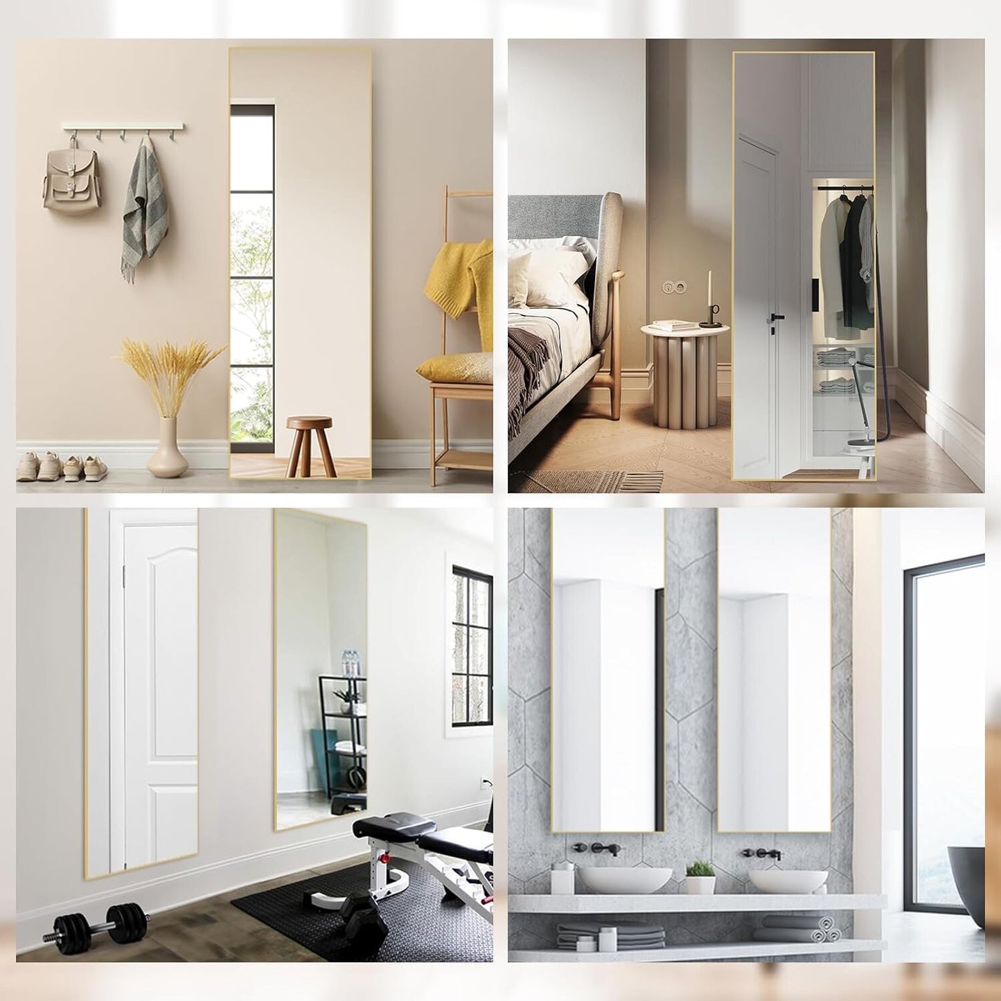 LunaMirror Full Length Mirrors Free Standing Floor Mirror Full Body 161x52cm