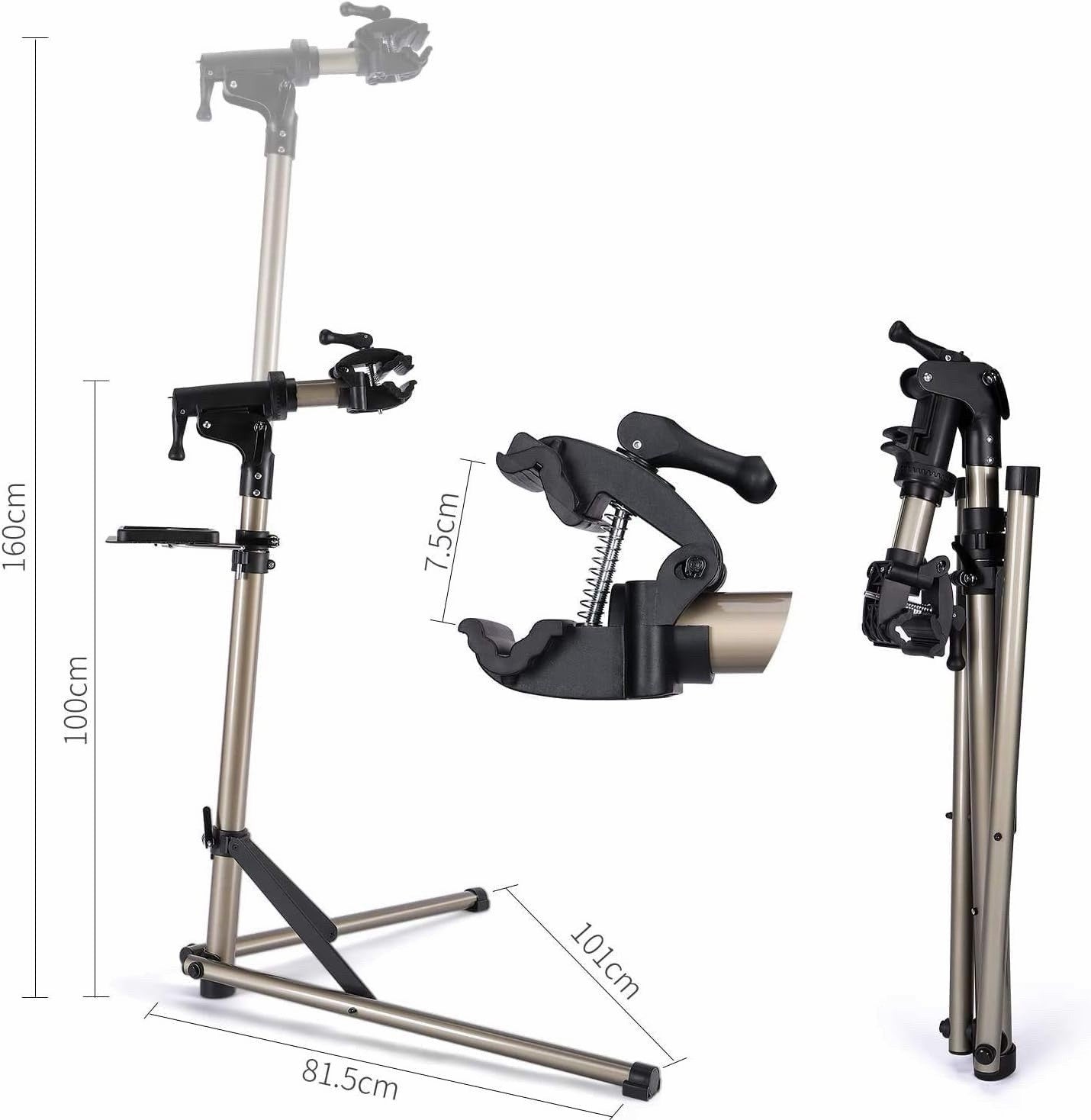 Bike Repair Work Stand Adjustable 360 Clamp Foldable Aluminium 40kg Champagne
