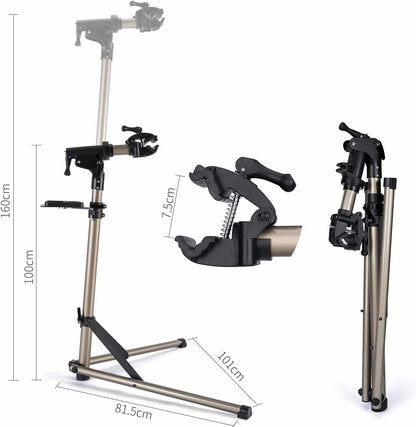 Bike Repair Work Stand Adjustable 360 Clamp Foldable Aluminium 40kg Champagne