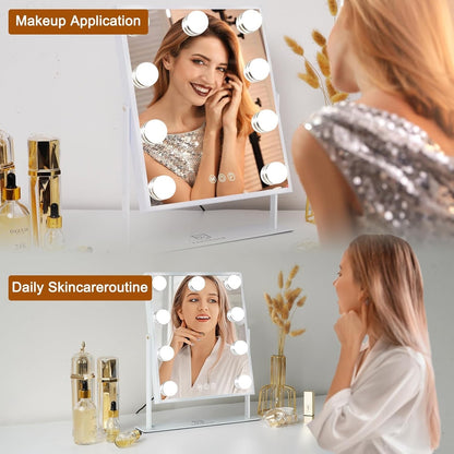 Vanity Mirror Hollywood Makeup LED 9 Bulbs 360 Rotation 10x Magnifier Touch