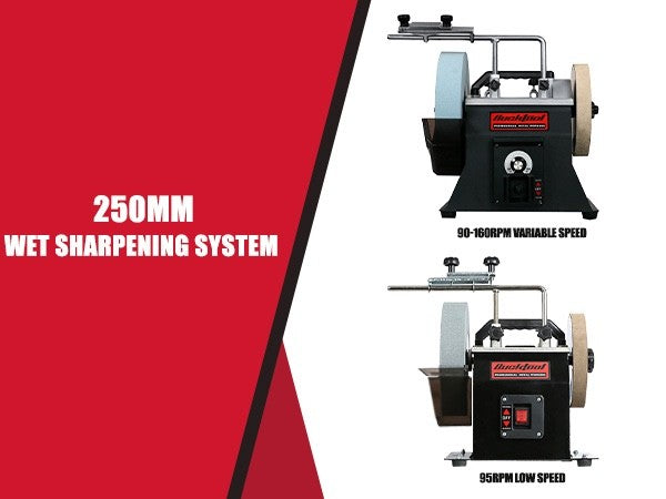 Wet Dry Bench Sharpener 250mm Variable Speed Water Cooled Grinder 90-160RPM