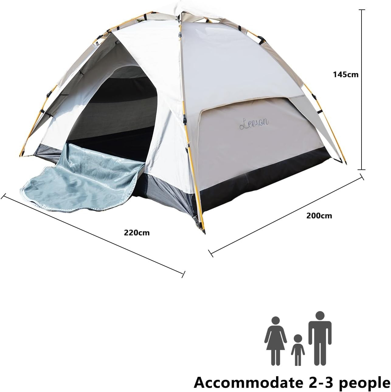 3 Man Pop Up Camping Tent Waterproof Dome w Screen Porch 4 Season Outdoor