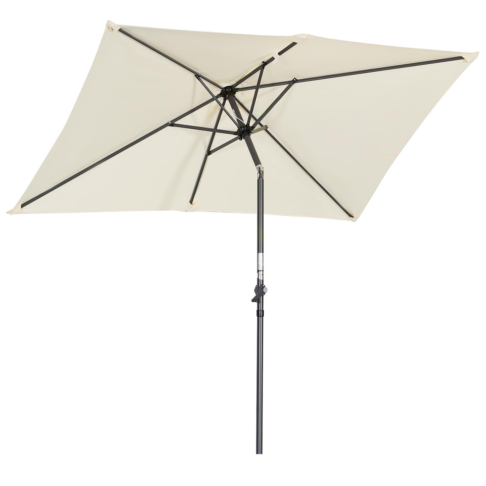 Garden Parasol Umbrella Crank Tilt 210x140cm Patio Sun Shade Cream
