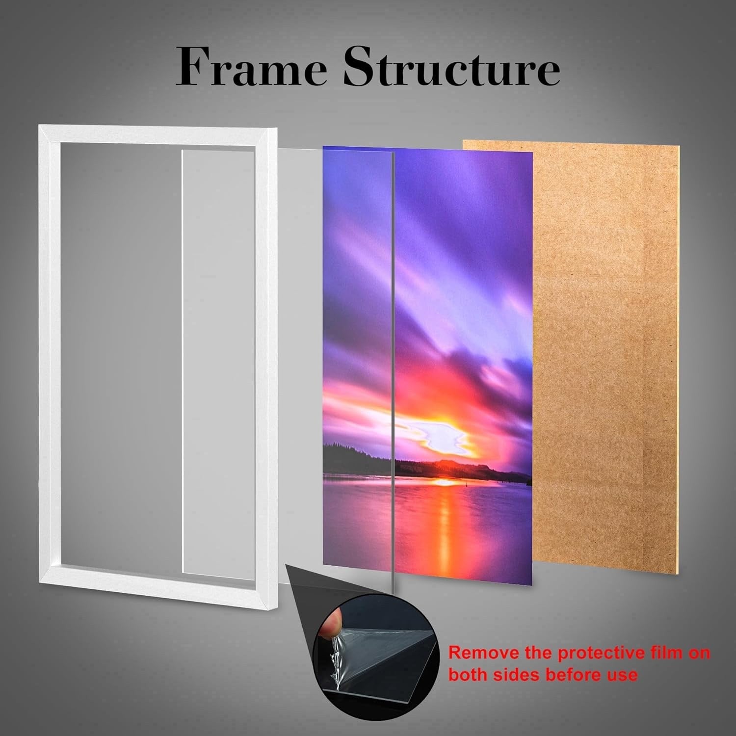 50x70cm Picture Frame Wooden Poster Frame White Acrylic Front Wall Mount