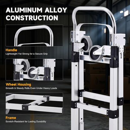 Convertible Hand Truck 2in1 Folding Dolly Cart 110KG Aluminum Adjustable