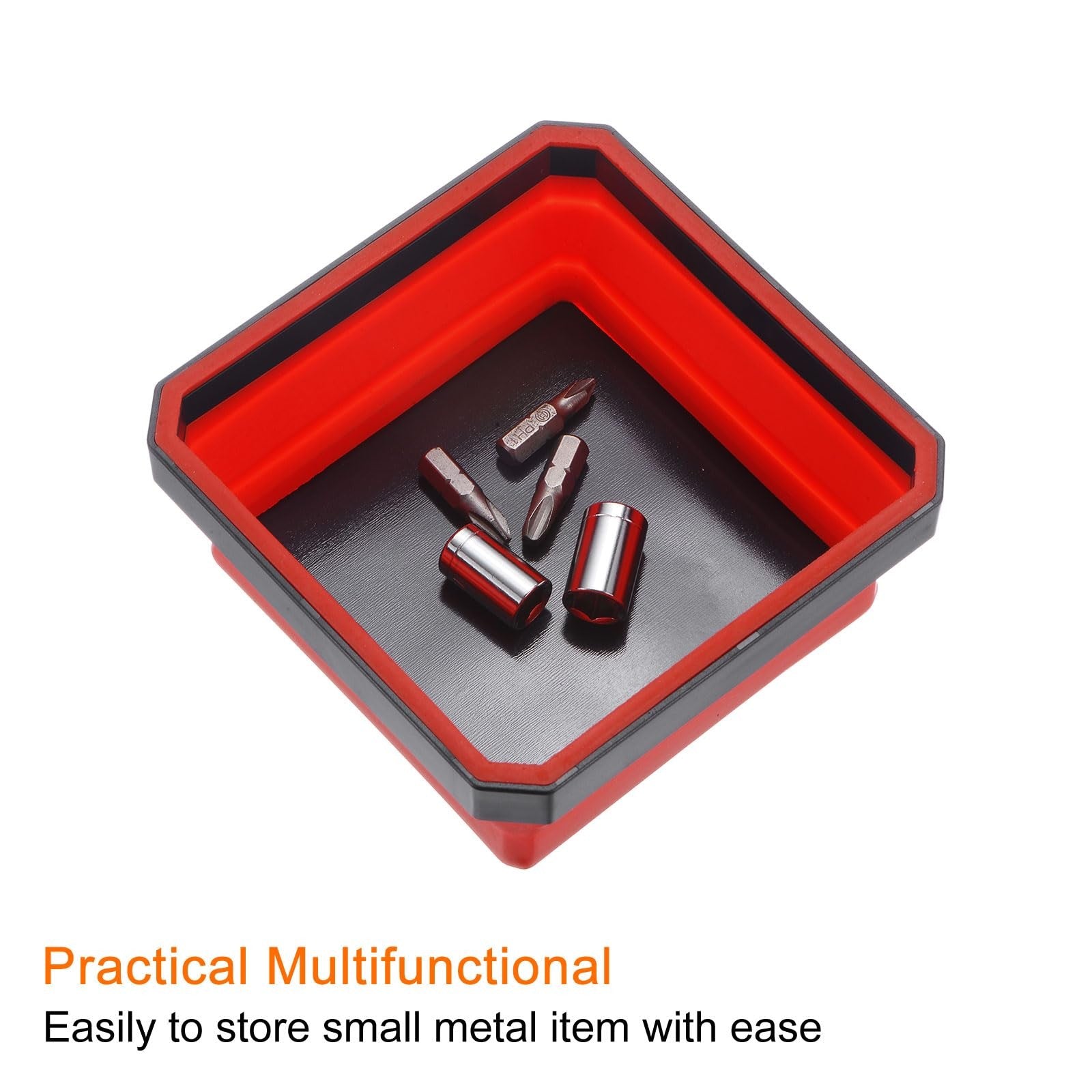 sourcing map 2Pcs Collapsible Magnetic Parts Tray Foldable Tool Trays Square
