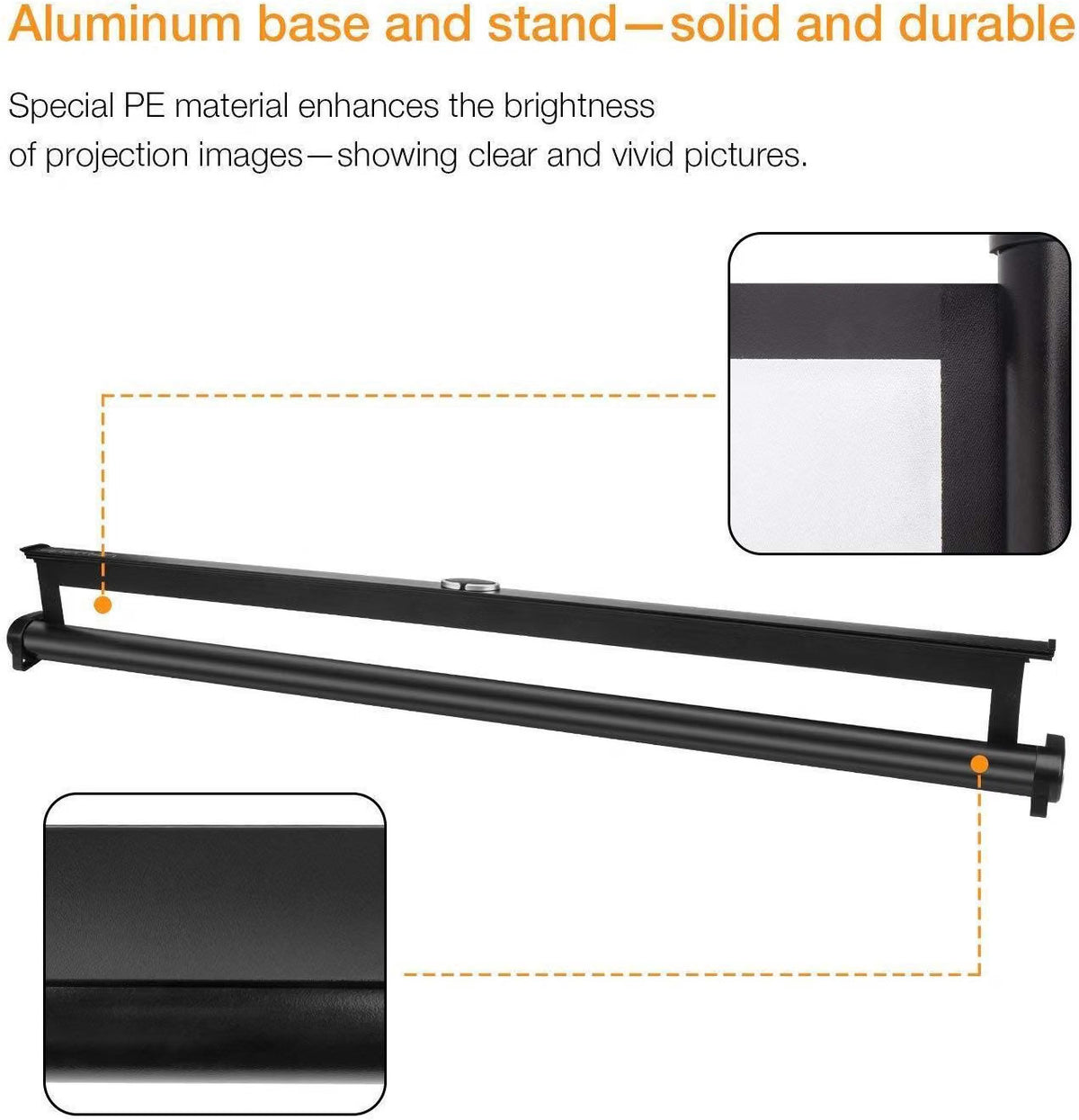 Portable Projector Screen 50 Inch 16:9 Retractable Tabletop Stand Home Cinema