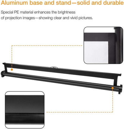 Portable Projector Screen 50 Inch 16:9 Retractable Tabletop Stand Home Cinema