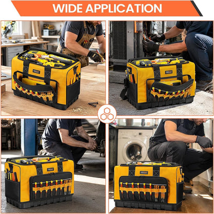 Tool Bag Heavy Duty 20 Inch 15 Pockets Waterproof Base 1680D Yellow Storage