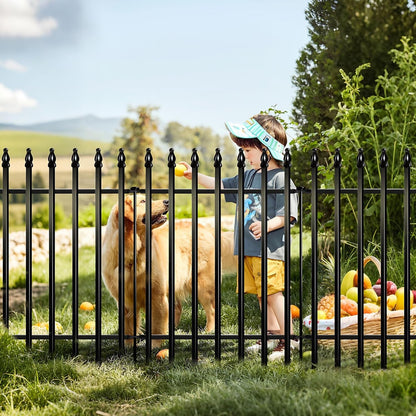 Garden Fence Metal Decorative 91cm 5 Panels No Dig Border Dog Yard Barrier Black