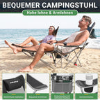 Folding Camping Chairs Reclining Adjustable with Detachable Footrest Outdoor