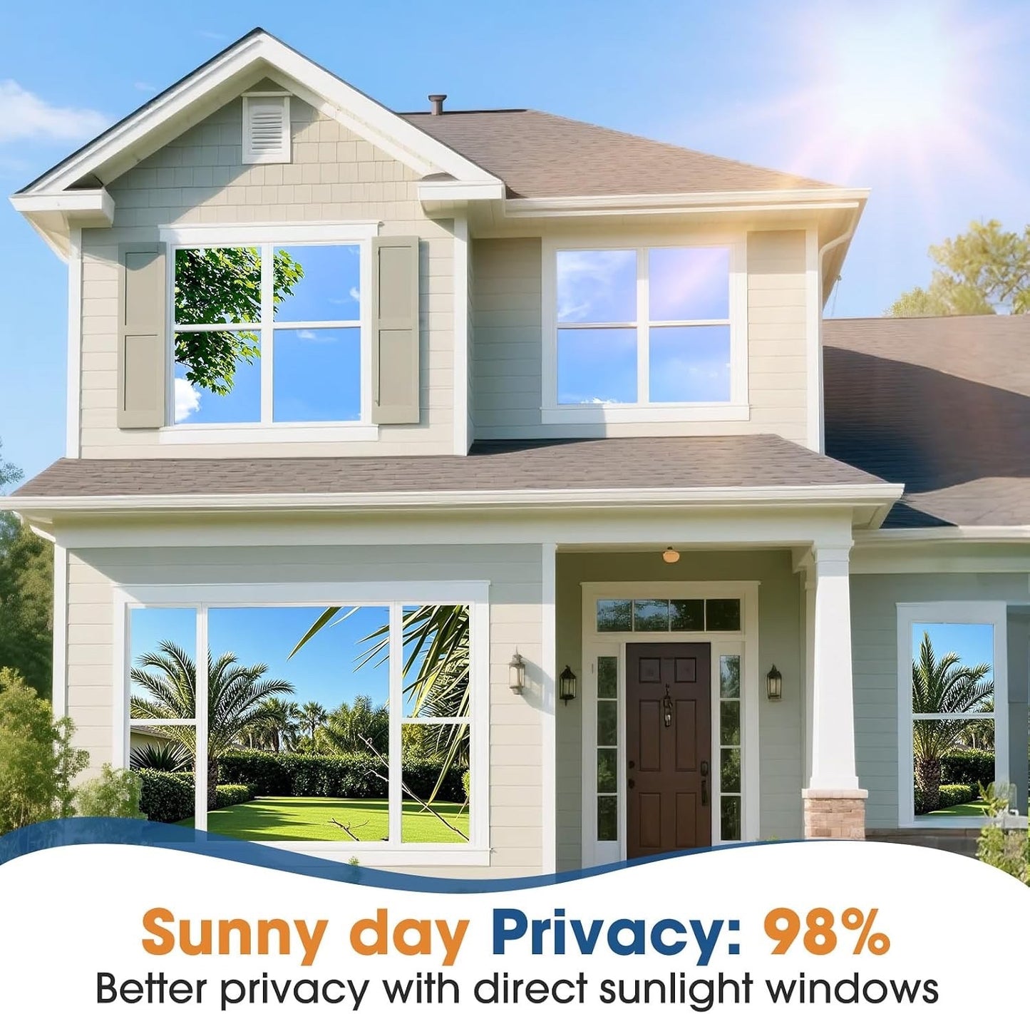 Window Film Privacy One Way Reflective Mirror Silver 90x300cm Static Cling UV
