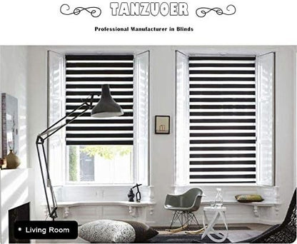Black Zebra Roller Blind 150x150cm Day Night Dual Layer Window Shade Blind