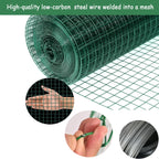 1M x 30M Green PVC Coated Wire Mesh Fence Roll 6x6cm Poultry Chicken Garden Net