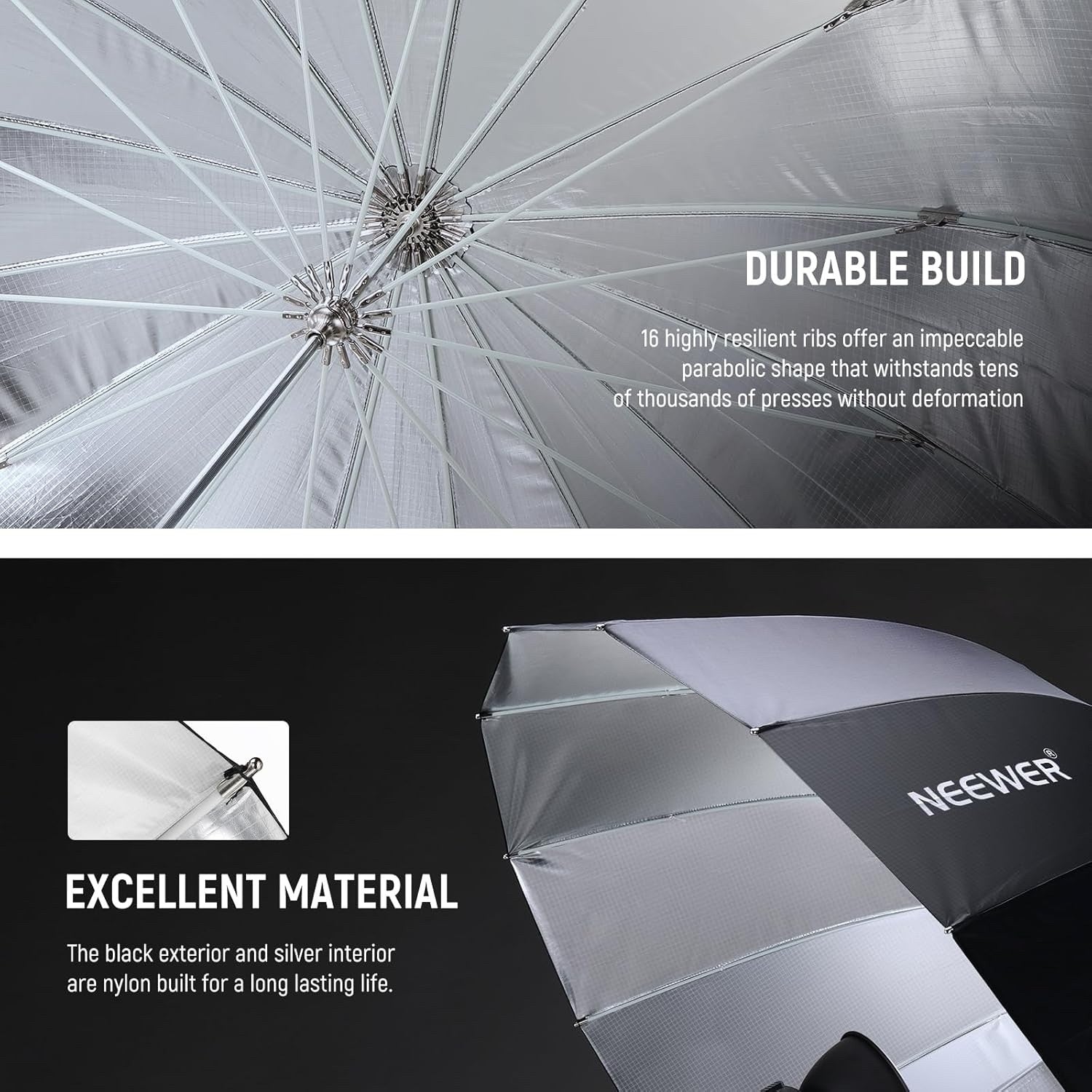 180cm Parabolic Reflective Umbrella Photography Soft Lighting with Diffuser Cove