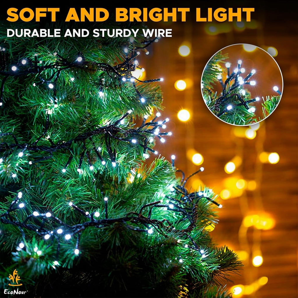 EcoNour Christmas Tree Cluster Lights - 2000 LED - Cool White