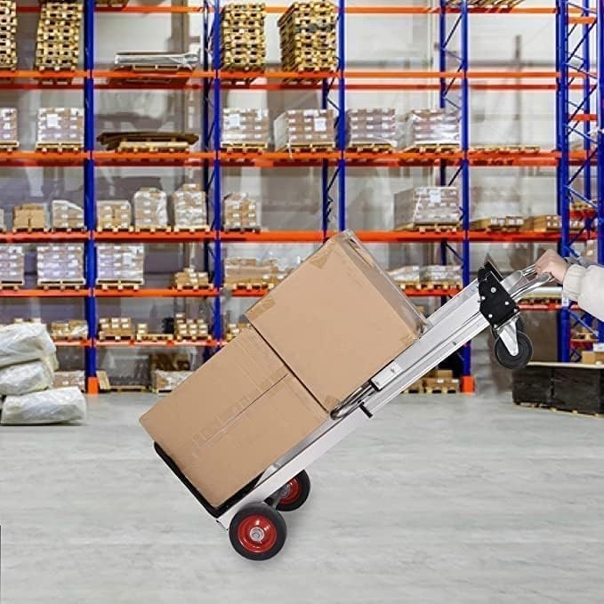 Folding Sack Truck Trolley 2 in 1 Heavy Duty 150kg Aluminium 4 Wheel Platform