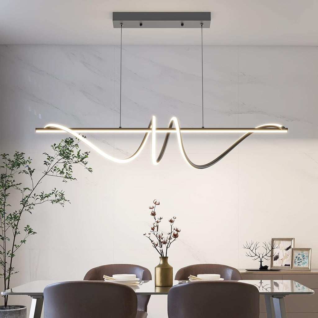 Mikeru 120cm Black Spiral LED Pendant Light Modern Dining Table Lighting Dimmabl