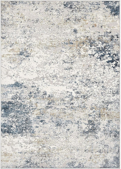 Area Rug Living Room 160x230cm Beige Blue Washable Abstract Soft Non Slip Carpet