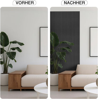 Acoustic Wood Wall Panels 120x60cm 2 Pack 1.44m² Black Slat Sound Absorbing