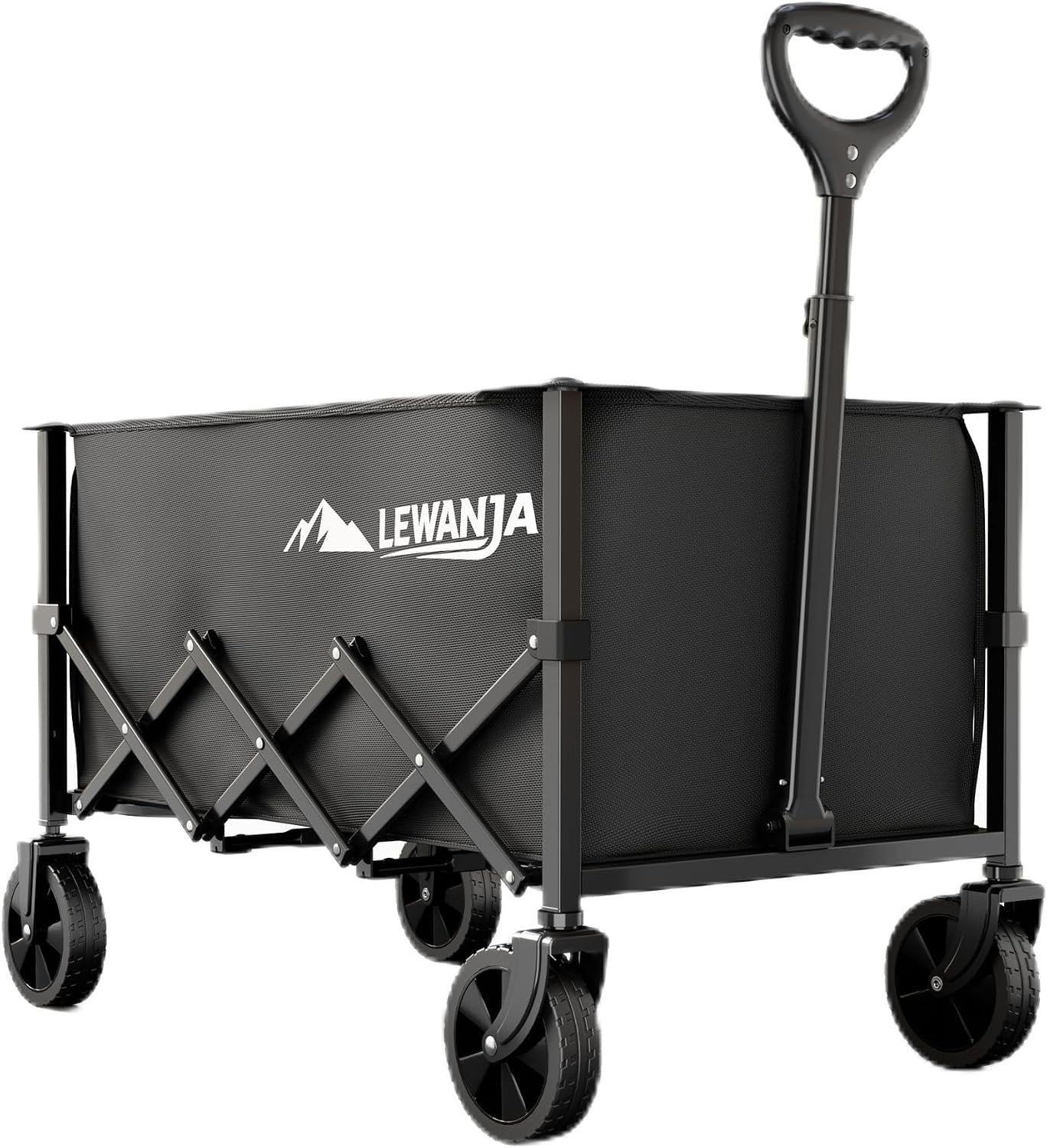 Folding Wagon Cart 100L Heavy Duty Garden Trolley Collapsible Shopping Black