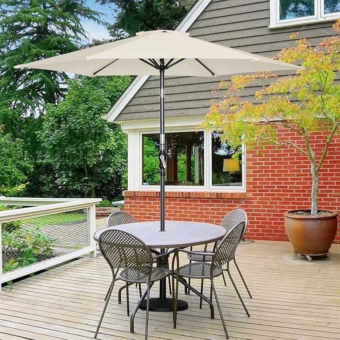 Angel Living 250cm Aluminium Garden Parasol Umbrella Crank Tilt UV50+ Sun Shade